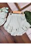 Muslin Fabric Summer Girl's Set with Tulip Flower Accessories and Ruffled Shorts - 3
