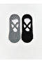 Two Mt Shop Quality Lcw Dream Gray Plain 2-Pack Women's Ballerina Socks