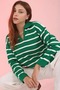Women's 2 Pack Striped Polo Neck Long Sleeve V-Neck Knitwear Sweater Set Orange-Green Winter/Autumn - 2