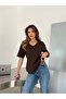 V-Neck Basic T-Shirt - Brown - 2