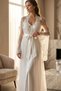 Bridal Robe Set: Lace Embroidered Stylish Satin Nightgown and Honeymoon Princess Set