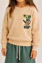 Girl's Front and Back Printed Two-Thread Brushed Sweatshirt Wide-Leg Sweatpants Set - 4