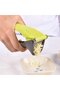 Garlic press, stainless steel ergonomic design, gray-green. - 2