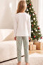 White and Green Patterned New Year's Themed Cotton Lycra Knitted Pajama Set26241181 - 5