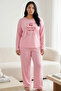 Pink Patterned Cotton Lycra Large Size Oversized Knitted Pajama Set26240887 - 2