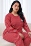 Red and White Striped Patterned Large Size Oversized Viscose Knitted Pajama Set26240954