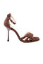Genuine Leather Brown Women's Heeled Sandals - Z8612