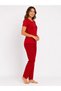 Women's summer short sleeve awesome red pajama set - 5