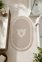 Lace Non-Slip Leather Based Oval Bath Mat with Tassels and Fringes Washable Bathroom Set Efila