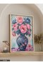 Pink Flower in Blue Vase One Piece Wooden Framed Painting - 2