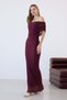 Burgundy Madonna Collar Lace Long Dress - 3