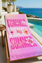 Pop Art Pink Summer Typographic Patterned 70X150 Beach Towel - Digital Printed Bath Towel