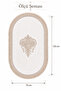 White Embroidered Non-Slip Leather Based Oval Bath Mat with Tassels Washable Bathroom Set Dione - 4