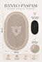 Mink Embroidered Non-Slip Leather Based Oval Bath Mat with Tassels and Fringes, Washable Bathroom Set Efila - 3