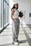 Women's Gray and White Summer Sweatpants