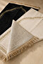 Double Heart Black and White Gold Embroidered Double Prayer Rug Set |   Dowry and Gift Prayer Mat - 4