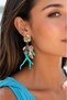 Coral Sea Shell Figured Dangle Earrings with Special Glass Stone Detail Gold Color Plated Summer Concept Design Women's Earrings - 6