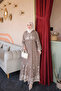 Mink Half-Button Sleeves Elastic Skirt Layered Viscose Dress