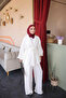 Ecru Waist-Tie Jacket and Trousers Set - 2