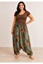Woven Viscose Shalwar with Pockets, Suitable for All Sizes, Straight Leg, Elastic Waist, Blue Authentic Pattern.