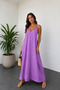 Lilac Adjustable Strap Basic Non-Iron Long Dress - 5