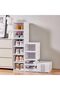 Drop Front Shoe Storage Box, No Assembly Stackable Shoe Organizer Storage Bin with Clear Doo