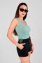 Mint Green Drawstring Drape Detailed Crop Tank Top |   Havuz Yaka Fitted Mold |   Asymmetrical Cut Ribbed Camisole Stretchy Knitted Fabric |   96% Cotton 4% Elastane - 2