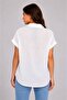 Women's Front-Tie Linen White Shirt with Pockets - 2