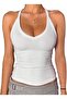 Danysu Women's V Neck Racerback Padded Ribbed Long Fitted Basic Cami Tops - 8
