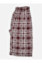Patterned Combed Cotton Below Knee Plus Size Mother Women's Capri Burgundy Large Plaid - 3