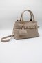 Women's Beige Belt Detailed Lined Crossbody Bag with Charm Accessories for Hand, Arm and Shoulder Use