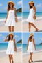 Women's White Strappy Loose-Fit Ruffled Beach Dress - 5