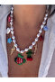 Zr Murano Glass Fish Multi Charms Pearl Necklace - 3