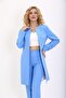 O-Neck Plain Long Jacket-Sky - 5