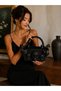 3D Printing Black Color Design Women's Bag with 3 Skulls – Special Design Handbag with Ribbon Detail - 2