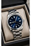 Men's Wristwatch 37 mm Small Case Silver Color Navy Blue Dial Casual and Classic Style Gift Boxed - 2
