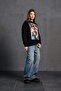 Black Pop-Art Printed Oversize Sweatshirt 18216 - 3