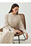Straw Belt Detailed Full-Length Buttoned Hijab Dress - Beige Striped - 2