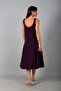 Women's Square Neck Lycra Scuba Crepe Thick Strap Hidden Zipper Midi Bell Dress - 4