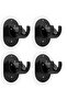 4 Pcs Black No Drill Curtain Rod Brackets – Self Adhesive Nail Free Holders, Wall-Friendly Supports