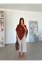 Single shoulder cape blouse - brown - 2