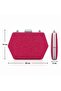 Women's Fuchsia Crystal Full Stone Hexagonal Evening Dress Bag Boxed Night Portfolio - 4