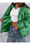 Women's Pistachio Green Hooded Puffer Coat - 2