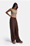 Women's Brown W6-16 Straight Special Viscose Cotton Fabric Trousers - 3