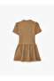 A-Line Short Sleeve Buttoned Plaid Dress - 2