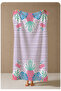 Pastel Striped Tropical Leaf Border Patterned 70X150 Beach Towel - Cotton Bath Towel - 4