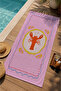 Pink Summer Themed Lobster and Citrus Patterned 70X150 Beach Towel - Digital Printed Fade-Resistant Bath Towel - 3