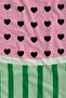 Pink Heart and Green Vertical Stripes Patterned 70X150 Beach Towel - Cotton Bath Towel - 2