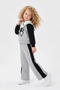 3-Piece Girls' Set with Bow Embroidered Collar - Gray - 6