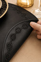 Embroidered Leather American Service Set of 2 Double-Sided Round Placemats 38X38 cm Raya Black - 4